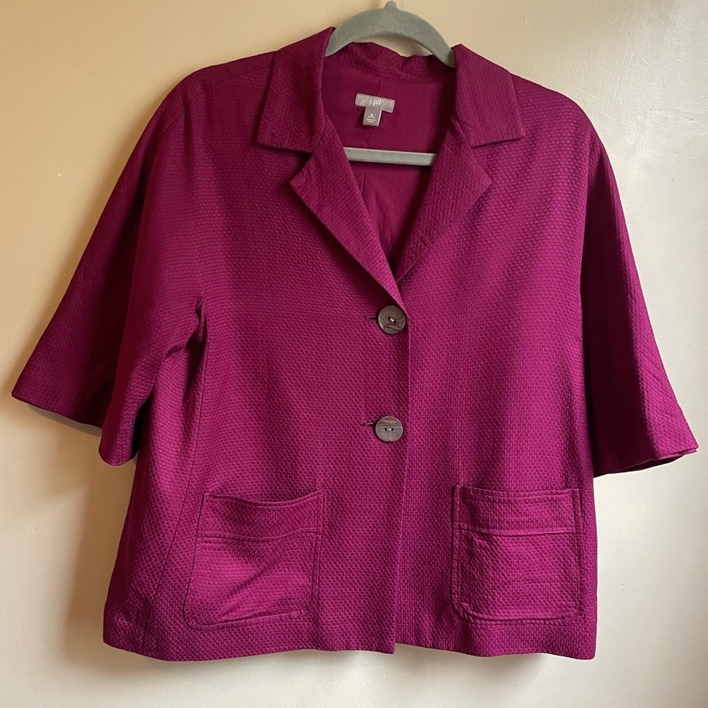 J.Jill button up silk blend blazer 3/4 sleeve size M mature office